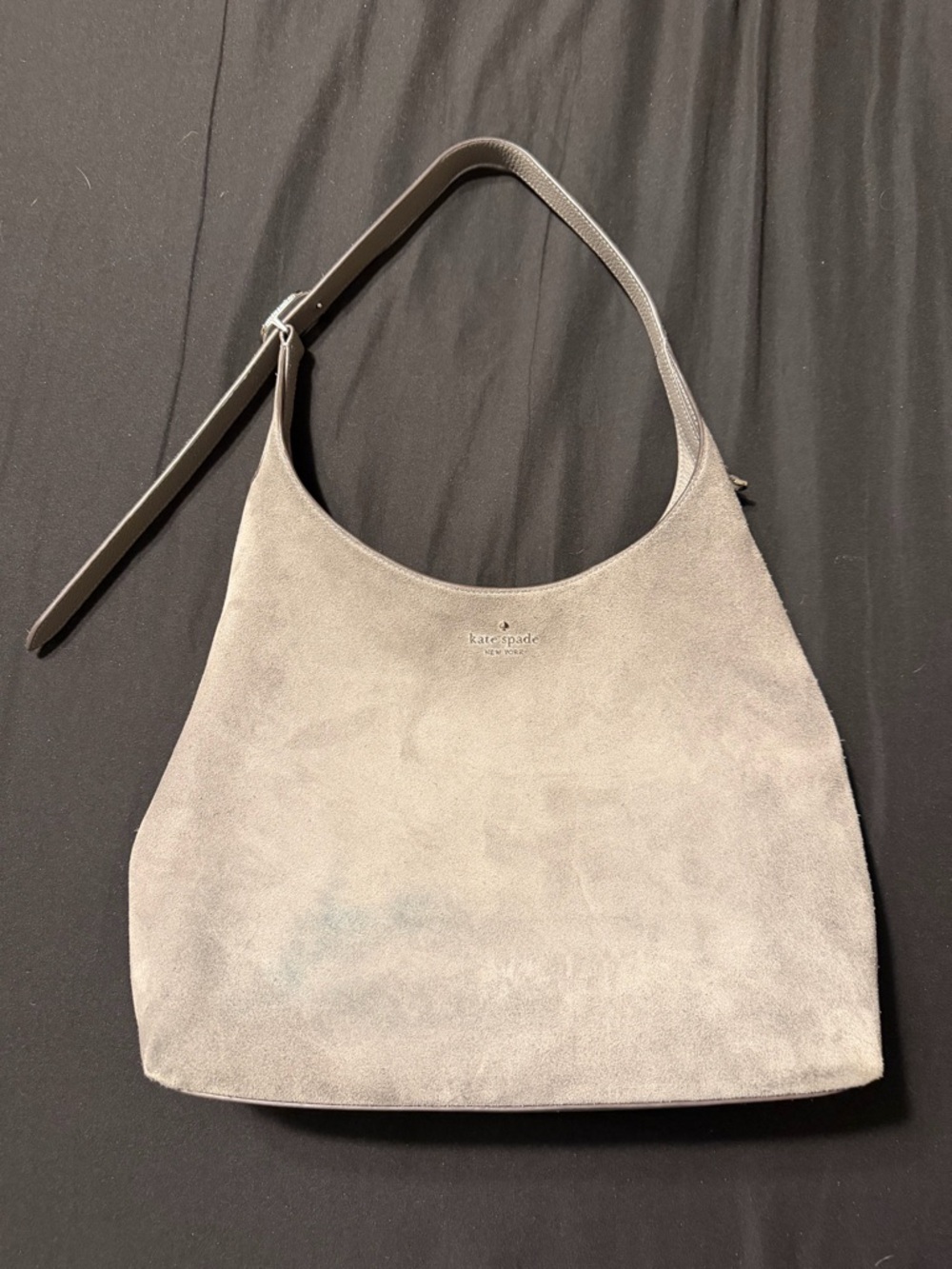 kate spade Light Gray Suede Hobo Shoulder Bag